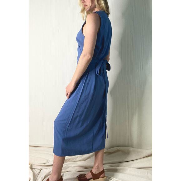EVERLANE EVERLANE Japanese Goweave Midi Wrap Dress Dusty Blue NWT US 8 - Picture 6 of 14